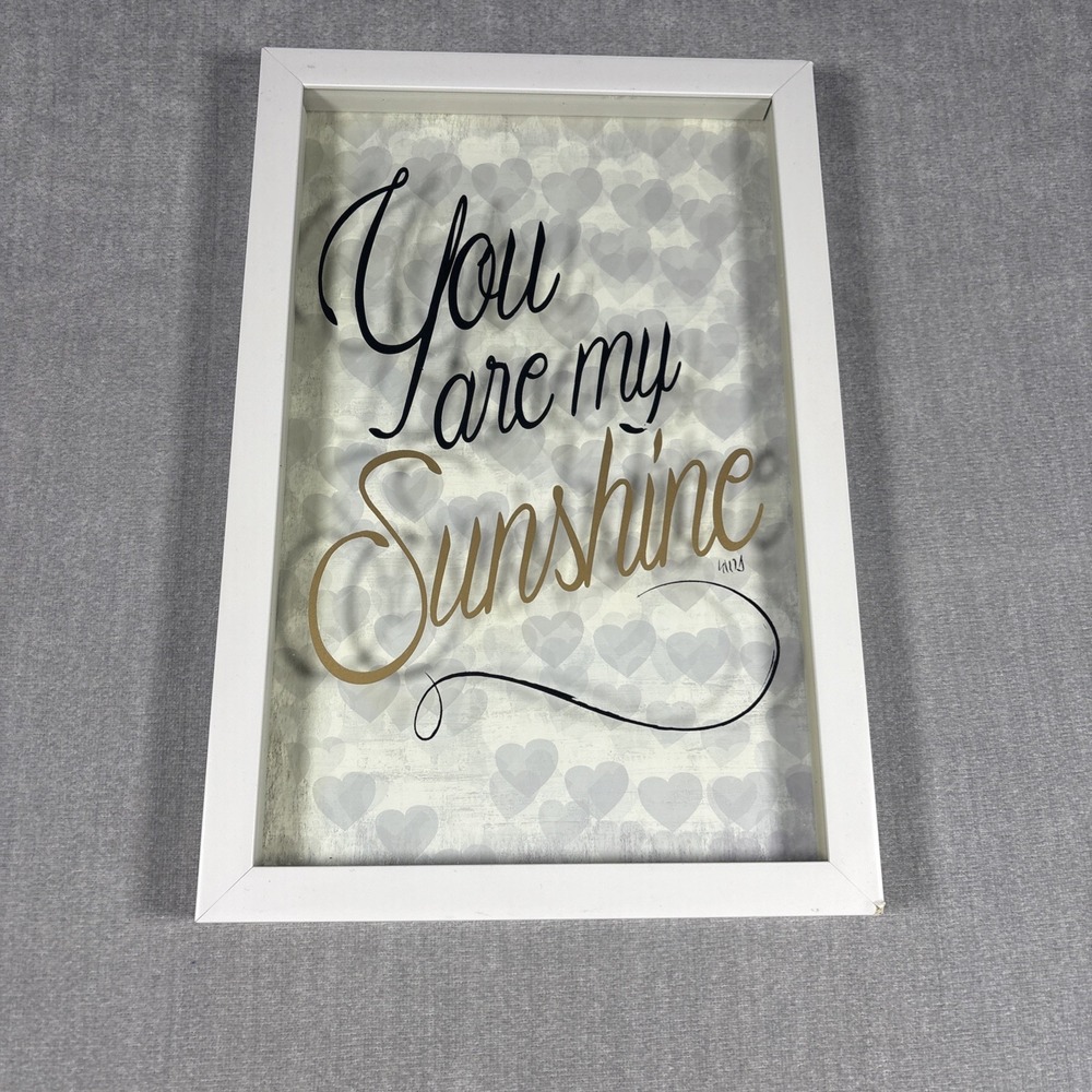 Framed You Are My Sunshine Typography Print Wall Art 10x15 White Gold Gray